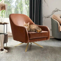 Fauteuil Club Pivotant en Cuir PU, Fauteuil de Salon, Fauteuil d'Appoint Rembourré