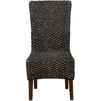 Chaise en bois tressé en osier avec dossier haut, lot de 2, marron