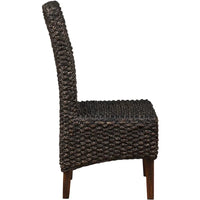 Chaise en bois tressé en osier avec dossier haut, lot de 2, marron