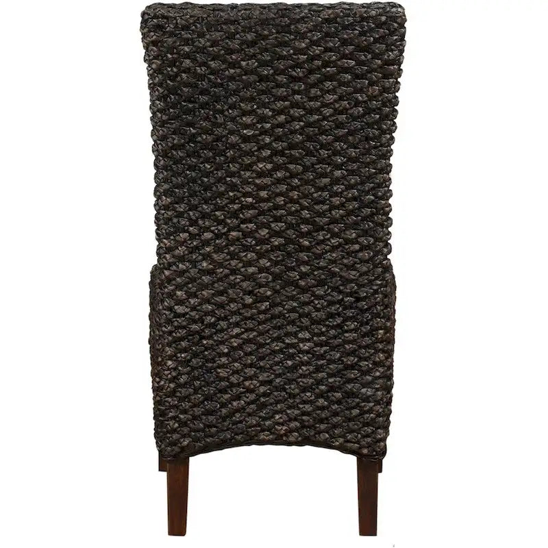 Chaise en bois tressé en osier avec dossier haut, lot de 2, marron
