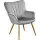 Yaheetech Fauteuil d'appoint moderne en velours à dossier incurvé plissé pour salon