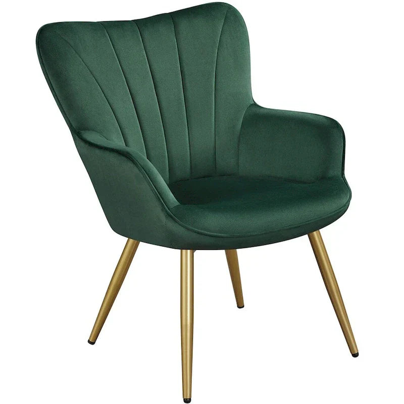 Yaheetech Fauteuil d'appoint moderne en velours à dossier incurvé plissé pour salon