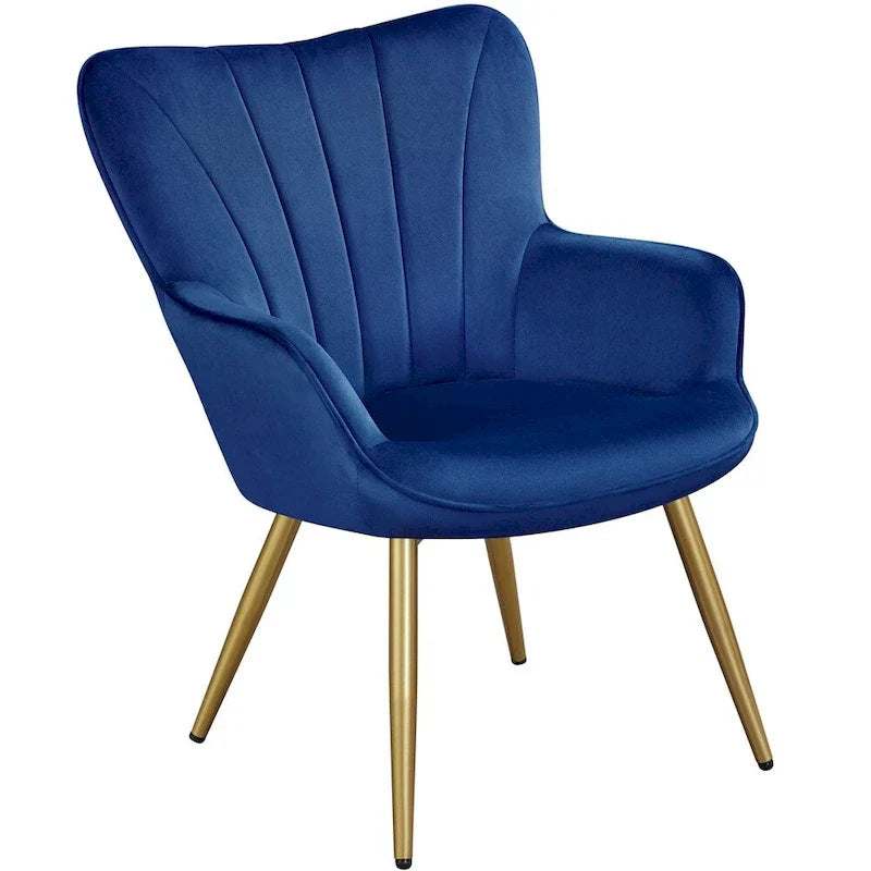 Yaheetech Fauteuil d'appoint moderne en velours à dossier incurvé plissé pour salon