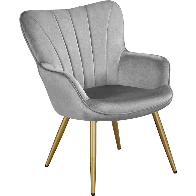 Yaheetech Fauteuil d'appoint moderne en velours à dossier incurvé plissé pour salon