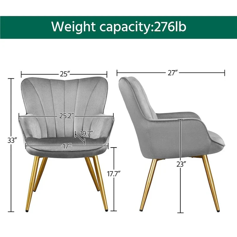 Yaheetech Fauteuil d'appoint moderne en velours à dossier incurvé plissé pour salon