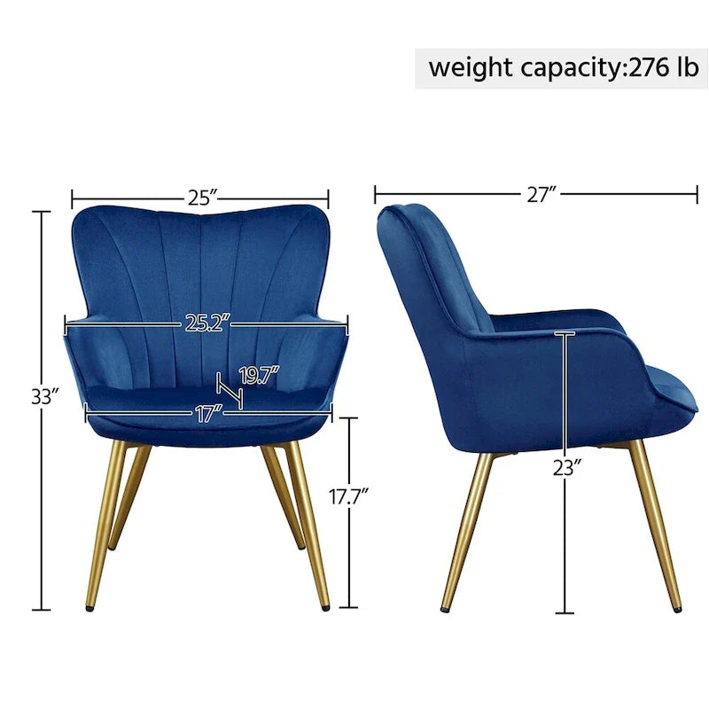 Yaheetech Fauteuil d'appoint moderne en velours à dossier incurvé plissé pour salon