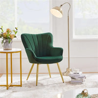 Yaheetech Fauteuil d'appoint moderne en velours à dossier incurvé plissé pour salon