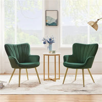 Yaheetech Fauteuil d'appoint moderne en velours à dossier incurvé plissé pour salon