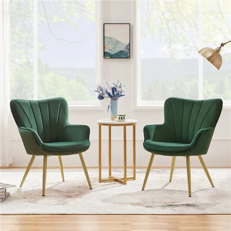 Yaheetech Fauteuil d'appoint moderne en velours à dossier incurvé plissé pour salon