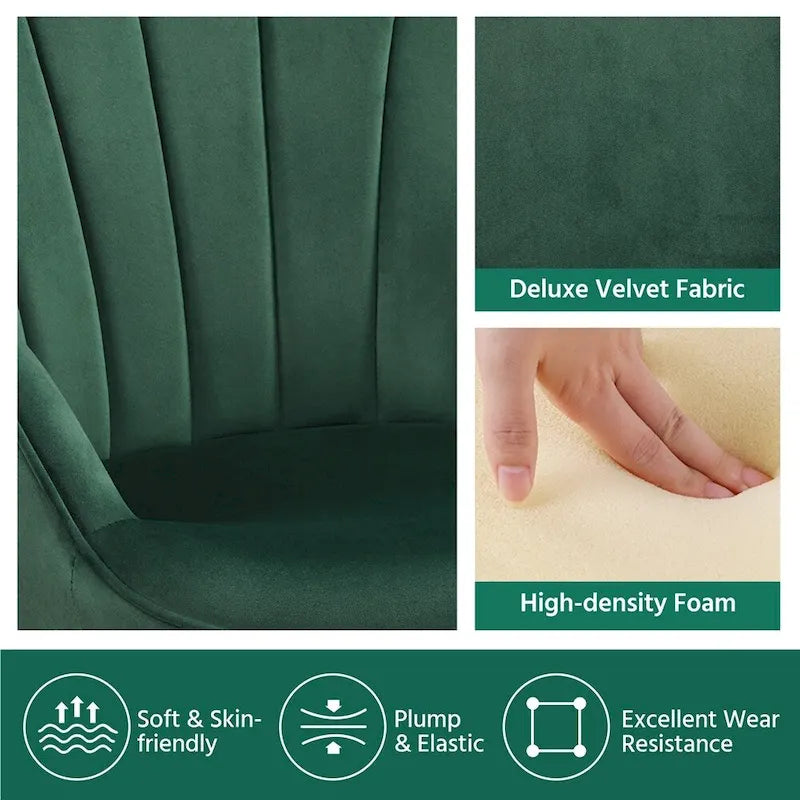 Yaheetech Fauteuil d'appoint moderne en velours à dossier incurvé plissé pour salon