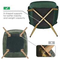 Yaheetech Fauteuil d'appoint moderne en velours à dossier incurvé plissé pour salon