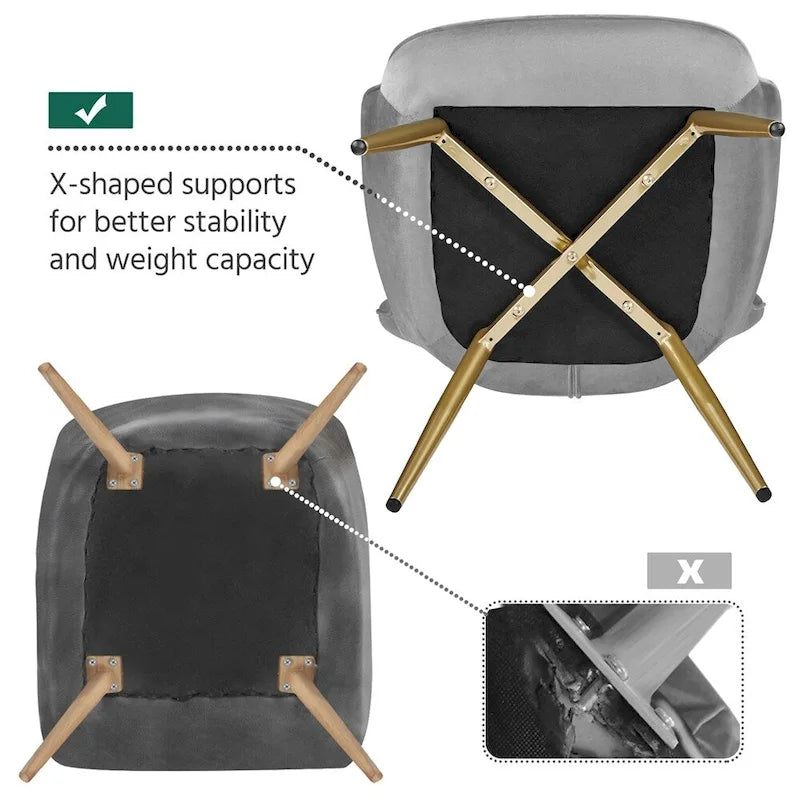 Yaheetech Fauteuil d'appoint moderne en velours à dossier incurvé plissé pour salon
