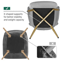 Yaheetech Fauteuil d'appoint moderne en velours à dossier incurvé plissé pour salon