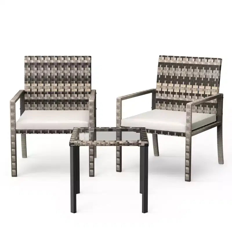 Ensemble de meubles de patio Whizmax 3 pièces, ensemble de conversation de bistro de canapé sectionnel en rotin intérieur/extérieur pour jardin, balcon, arrière-cour, porche, pelouse