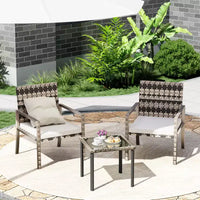 Whizmax Ensemble de mobilier de patio 3 pièces - Canapé sectionnel d'intérieur/extérieur en rotin, ensemble de conversation bistro pour jardin, balcon, arrière-cour, porche, pelouse