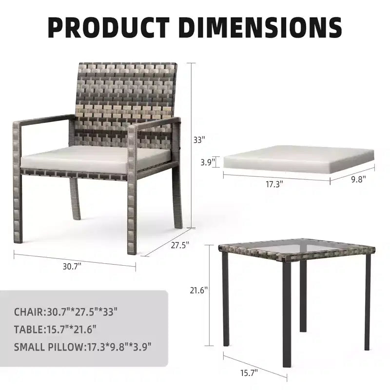 Ensemble de meubles de patio Whizmax 3 pièces, ensemble de conversation de bistro de canapé sectionnel en rotin intérieur/extérieur pour jardin, balcon, arrière-cour, porche, pelouse
