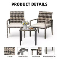 Whizmax Ensemble de mobilier de patio 3 pièces - Canapé sectionnel d'intérieur/extérieur en rotin, ensemble de conversation bistro pour jardin, balcon, arrière-cour, porche, pelouse
