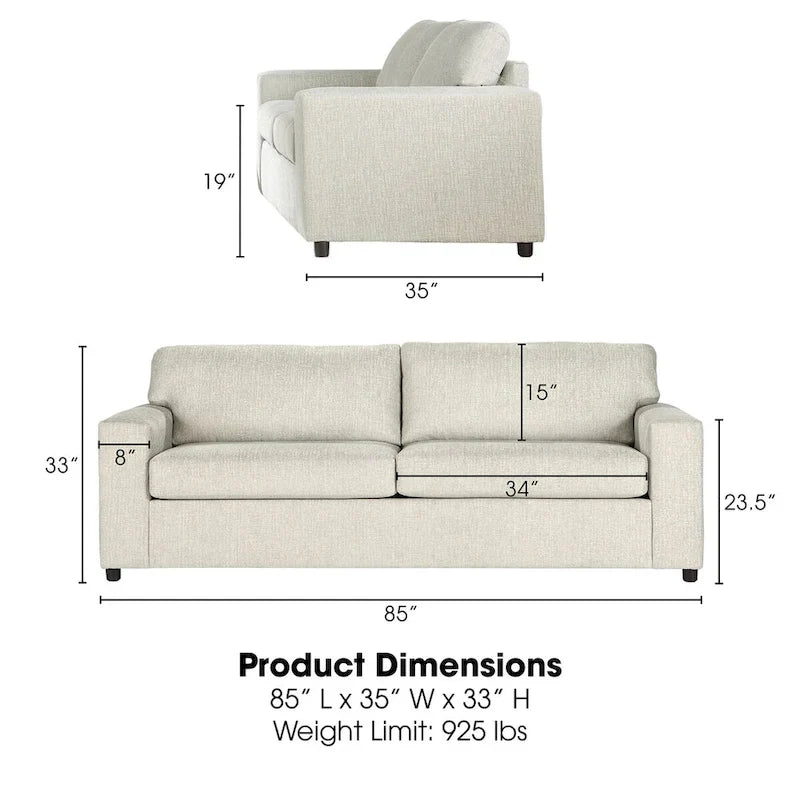 Canapé New Classic Furniture Leo à dossier coussin, Fabriqué aux États-Unis