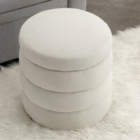 Pouffe Repose-pied Rond en Velours Doux