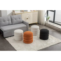 Pouffe Repose-pied Rond en Velours Doux