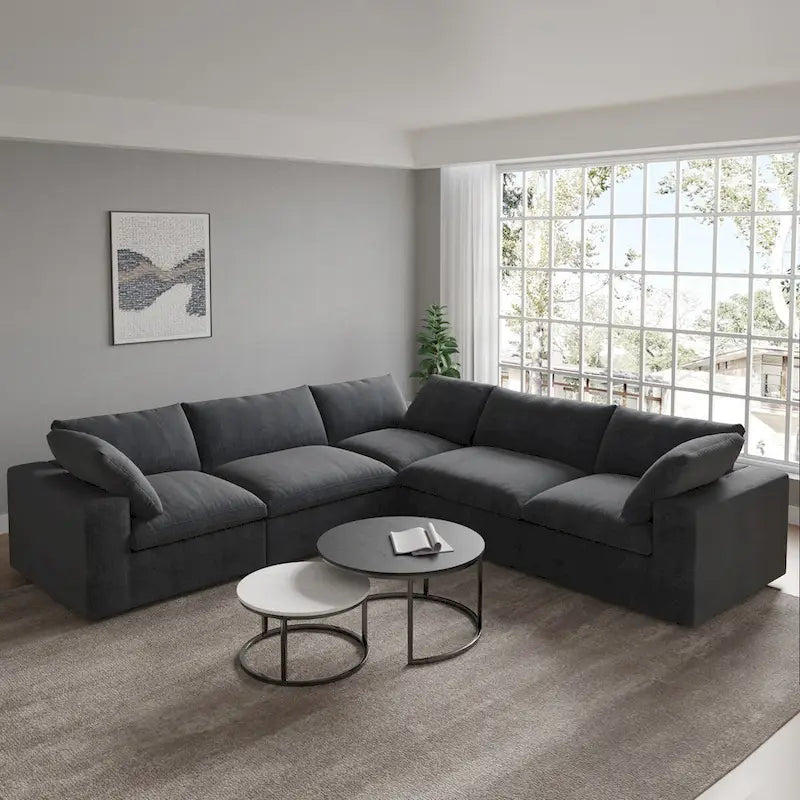 Canapé d'angle modulable convertible, canapé d'angle 5 places avec oreillers, 2 x 120,45 canapé minimaliste pour salon
