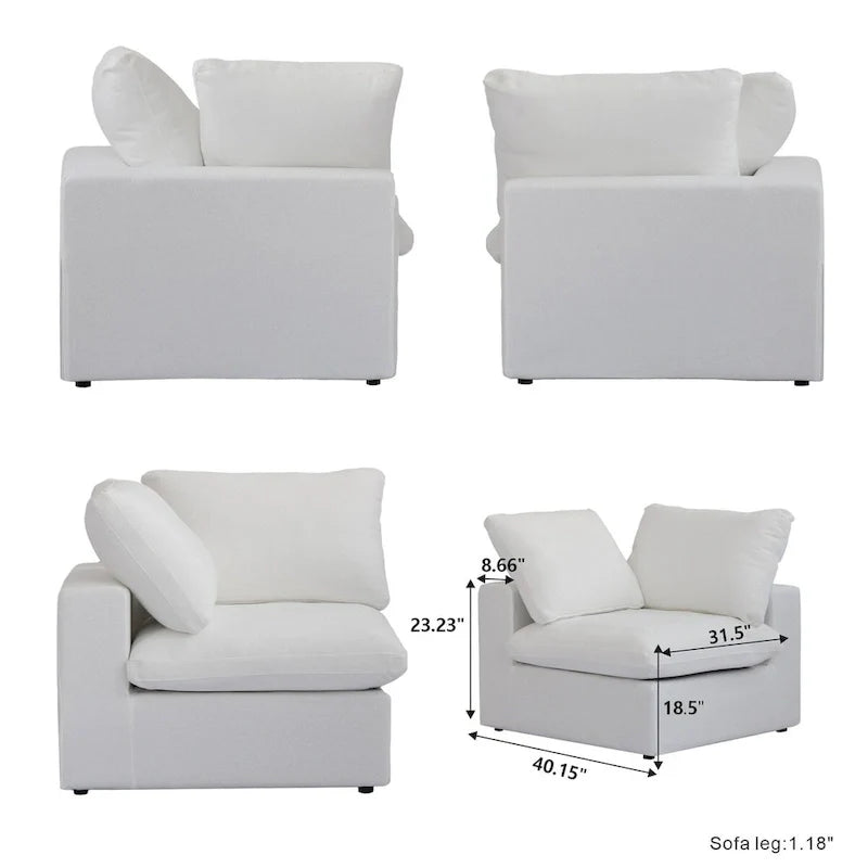 Canapé d'angle modulable convertible, canapé d'angle 5 places avec oreillers, 2 x 120,45 canapé minimaliste pour salon