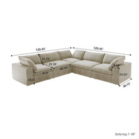 Canapé d'angle modulable convertible, canapé d'angle 5 places avec oreillers, 2 x 120,45 canapé minimaliste pour salon