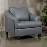 Fauteuil d'appoint Geno 43 pouces, grand coussin de dossier, cuir gris métallisé