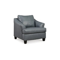 Fauteuil d'appoint Geno 43 pouces, grand coussin de dossier, cuir gris métallisé