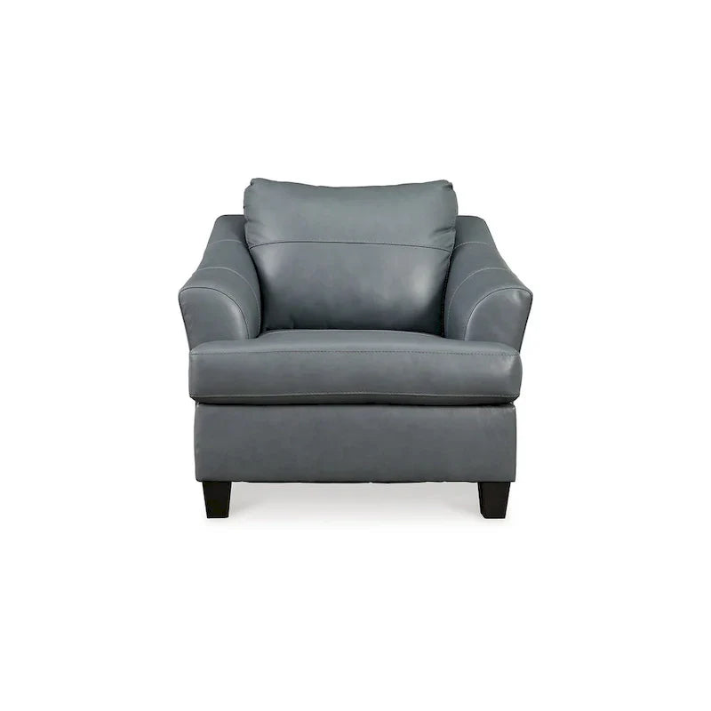 Fauteuil d'appoint Geno 43 pouces, grand coussin de dossier, cuir gris métallisé