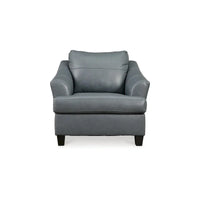 Fauteuil d'appoint Geno 43 pouces, grand coussin de dossier, cuir gris métallisé