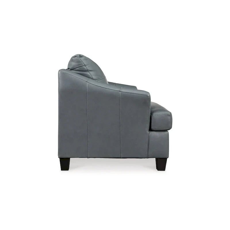 Fauteuil d'appoint Geno 43 pouces, grand coussin de dossier, cuir gris métallisé
