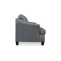 Fauteuil d'appoint Geno 43 pouces, grand coussin de dossier, cuir gris métallisé
