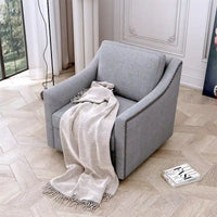 Fauteuil pivotant moderne en mélange de lin et velours doux, ergonomique