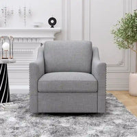 Fauteuil pivotant moderne en mélange de lin et velours doux, ergonomique