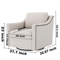 Fauteuil pivotant moderne en mélange de lin et velours doux, ergonomique