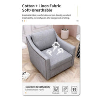 Fauteuil pivotant moderne en mélange de lin et velours doux, ergonomique