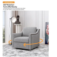 Fauteuil pivotant moderne en mélange de lin et velours doux, ergonomique