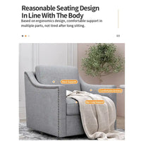 Fauteuil pivotant moderne en mélange de lin et velours doux, ergonomique