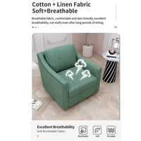 Fauteuil pivotant moderne en mélange de lin et velours doux, ergonomique