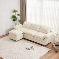 Canapé moderne 3 places avec pouf et méridienne