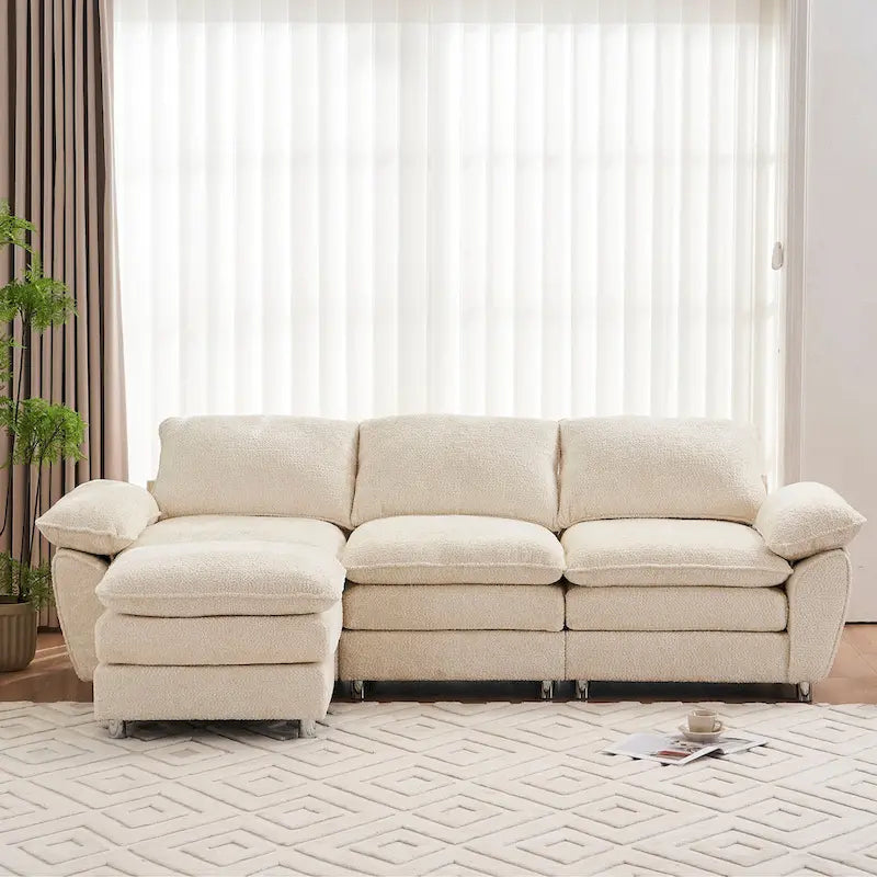 Canapé moderne 3 places avec pouf et méridienne