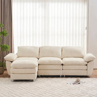Canapé moderne 3 places avec pouf et méridienne