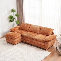 Canapé moderne 3 places avec pouf et méridienne