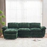 Canapé moderne 3 places avec pouf et méridienne
