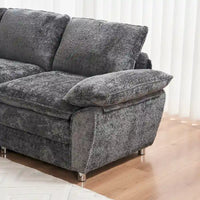 Canapé moderne 3 places avec pouf et méridienne
