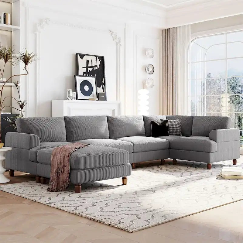 Canapé sectionnel modulable avec ottoman sectionnel d'angle en forme de L