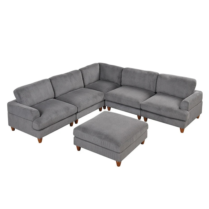Canapé sectionnel modulable avec ottoman sectionnel d'angle en forme de L