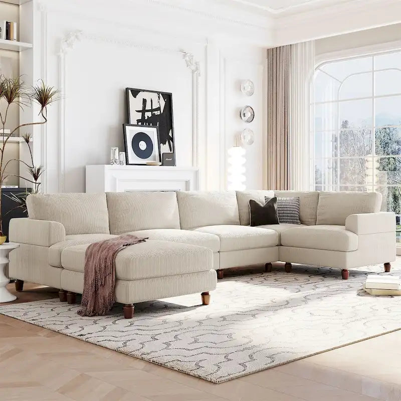 Canapé sectionnel modulable avec ottoman sectionnel d'angle en forme de L