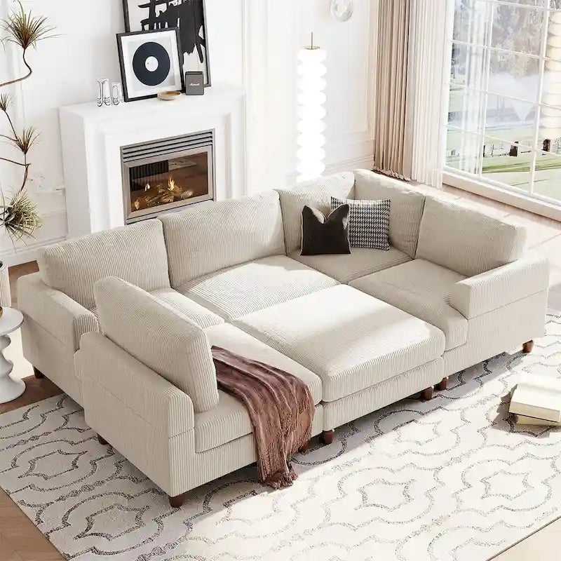Canapé sectionnel modulable avec ottoman sectionnel d'angle en forme de L